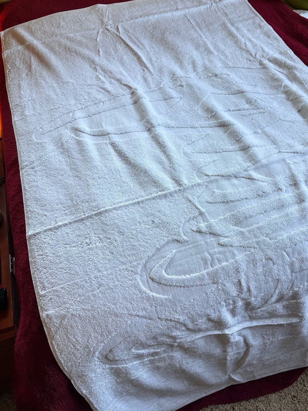 Revenge UNRELEASED White XL Beach Towel with Raised Logo